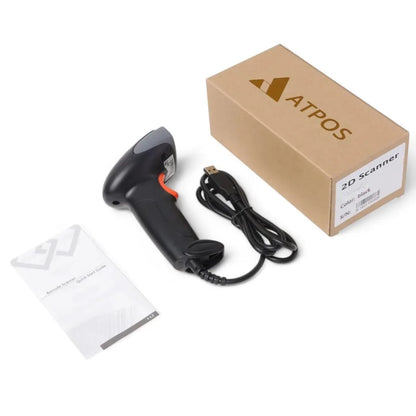 Atpos AT 2200D 2D Barcode QR Scanner Wired | USB Wired | Billing for Retail Stores, Warehouse | Plug and Play (2D+1D Wired)